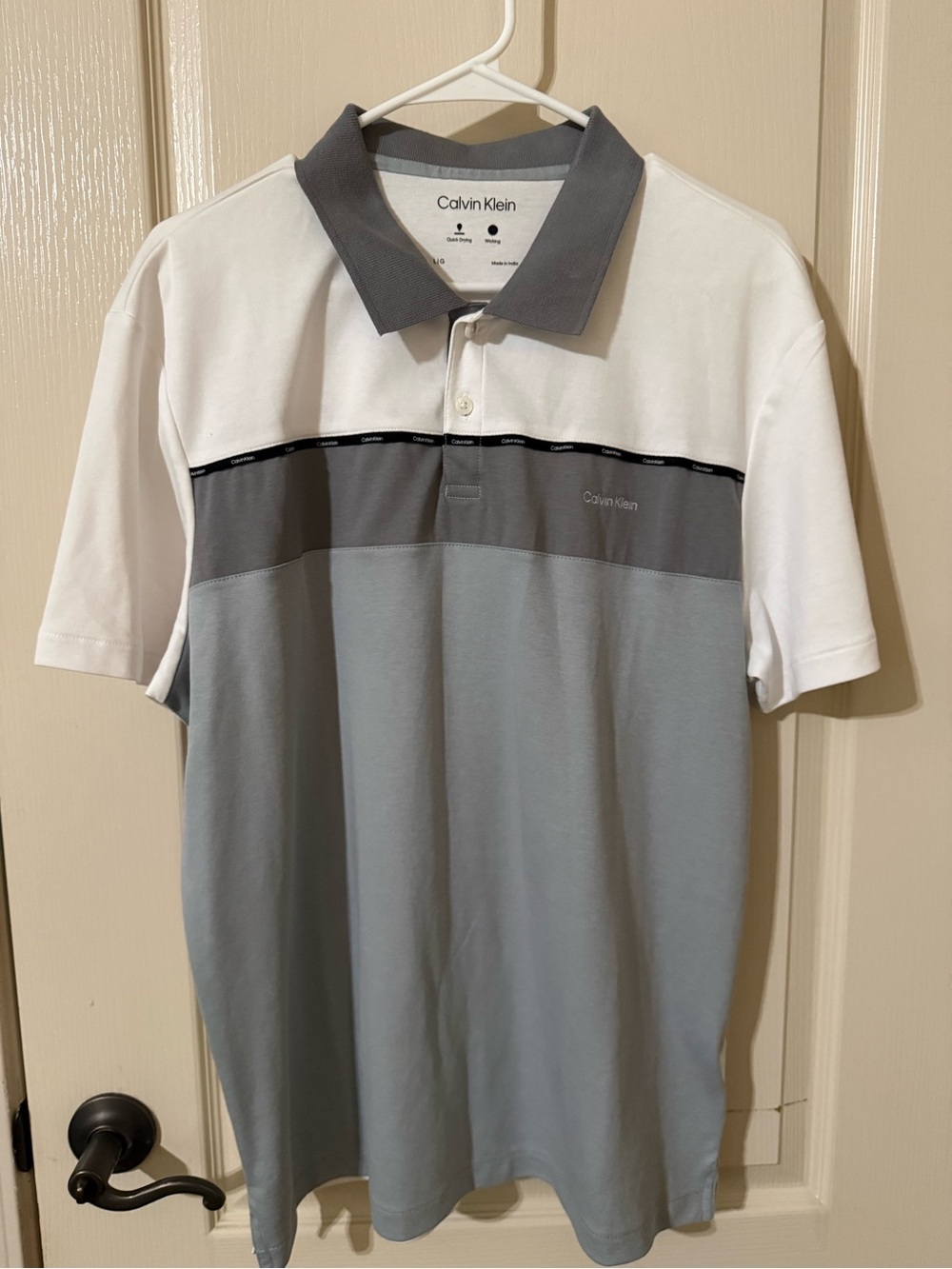 Calvin Klein Men's Colorblock Polo Shirt - White & Gray